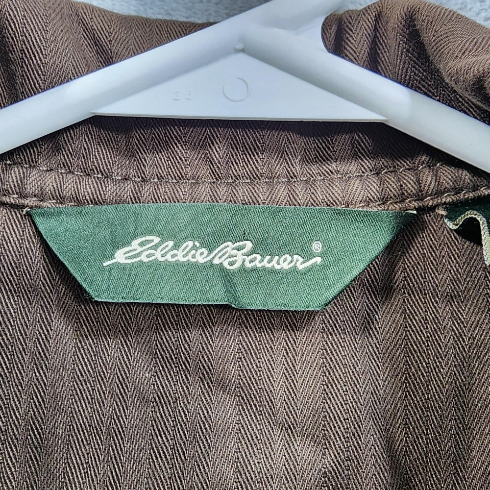 Vintage Eddie Bauer Jacket Womens XS Brown Herringbone Cotton Utility Military - Picture 5 of 13